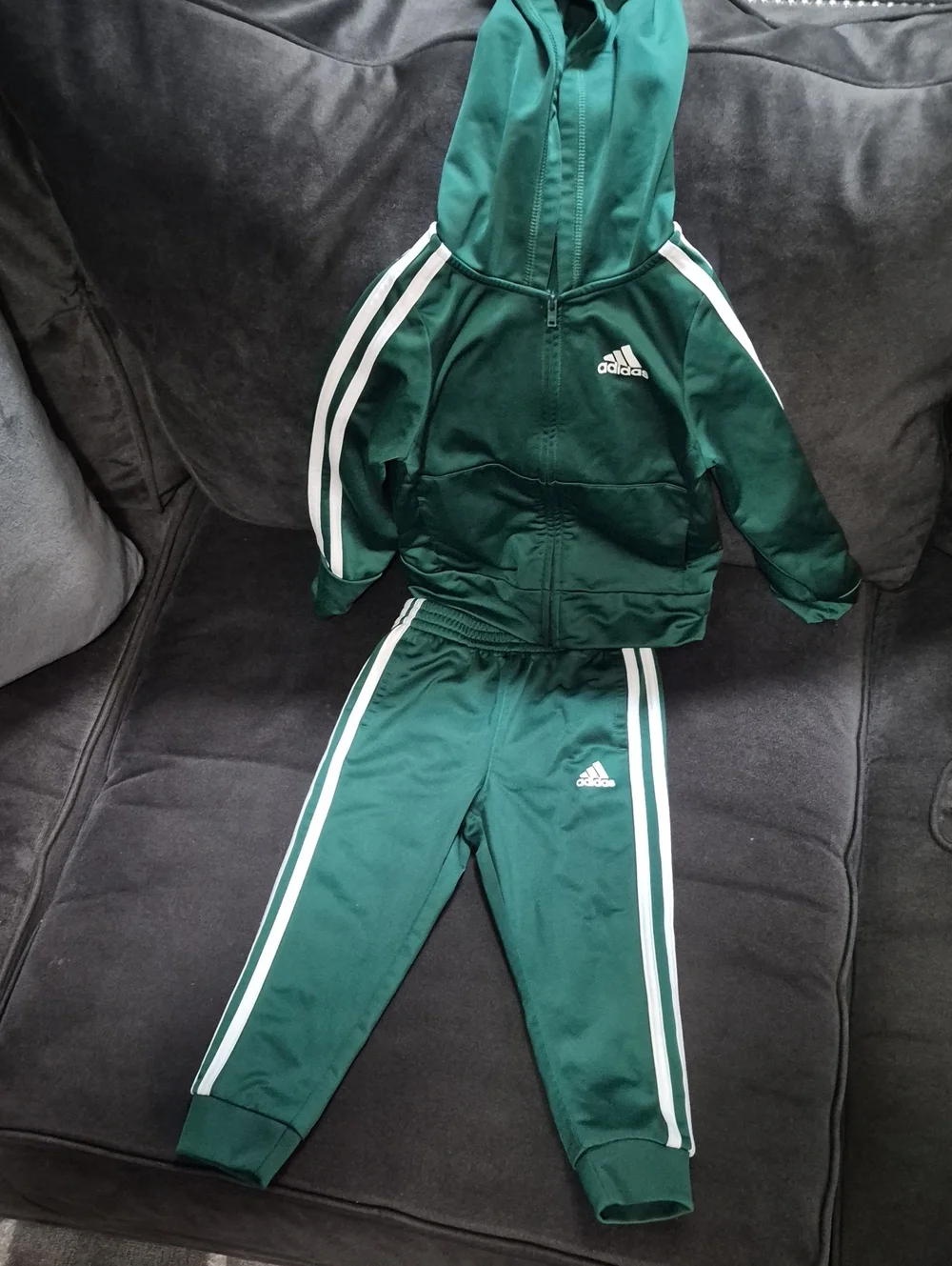 adidas Green Hooded Tracksuit with White Stripes